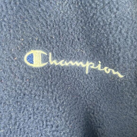 🔥🔥 Vintage CHAMPION Sherpa Fleece Pullover 1/4 Zip Sweatshirt - Sz M - Navy - Picture 3 of 10